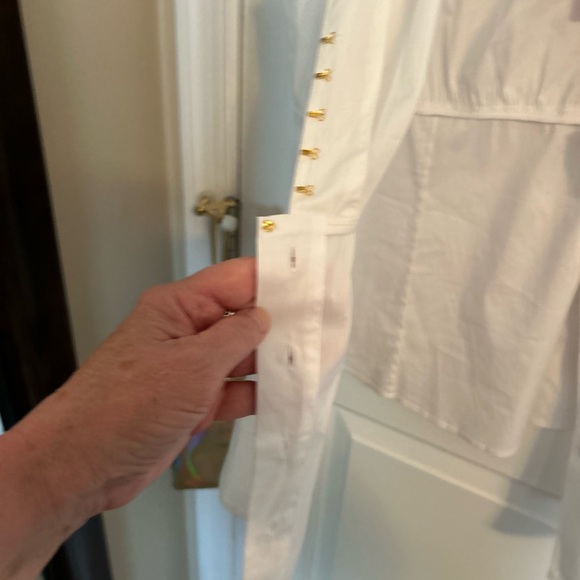 Tory Burch NWT white blouse sz 14 Wanda Shell,66%cotton 28%nylon 4%spandex - Picture 10 of 12